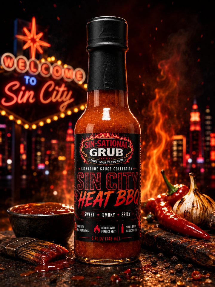 Sin City Heat BBQ sauce bottle